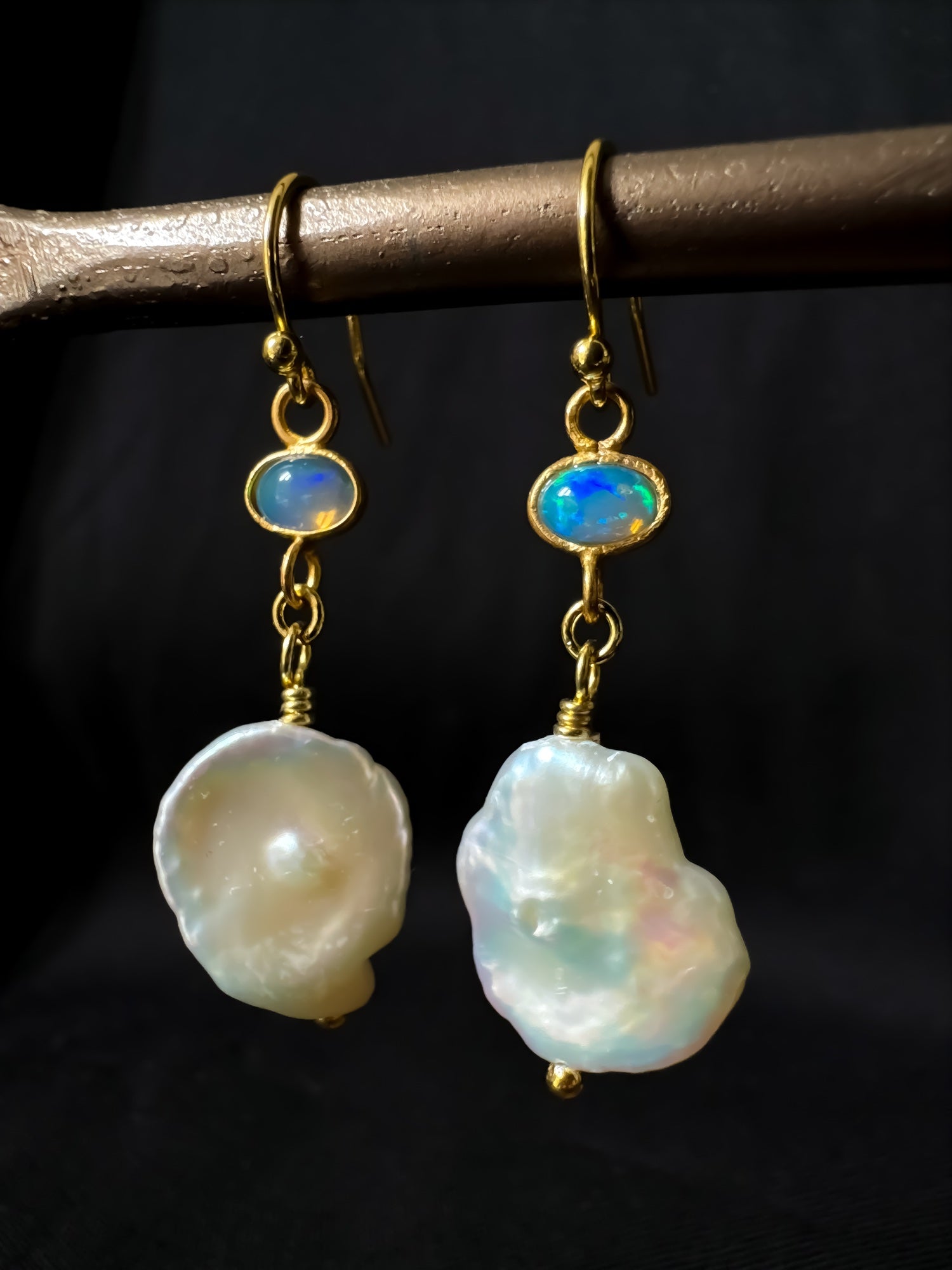Sacred Opal Pearl Drop Earrings Ivory