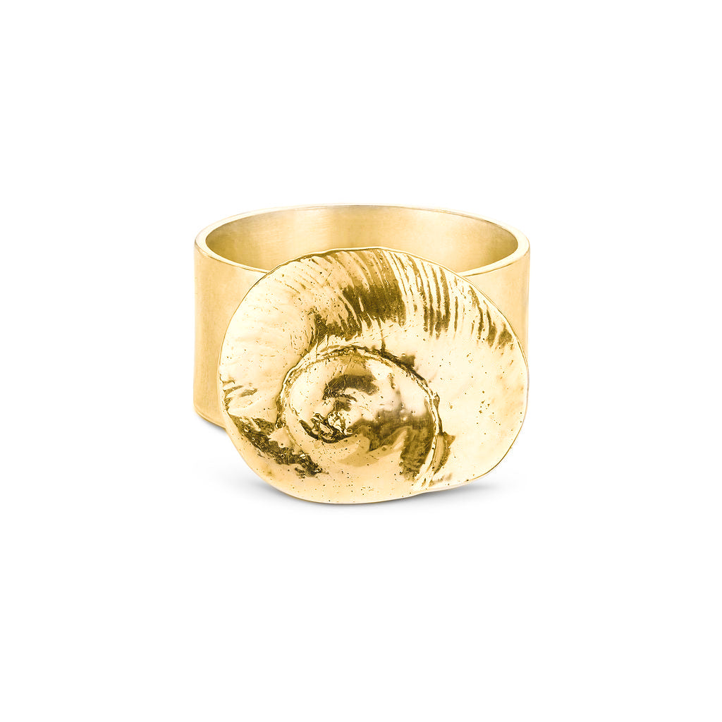 18ct Gold Vermeil Chunky Textured Spiral Shell Ring