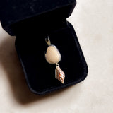 Remnant 005 - Silver White Marble Pebble Green Tourmaline Pendant
