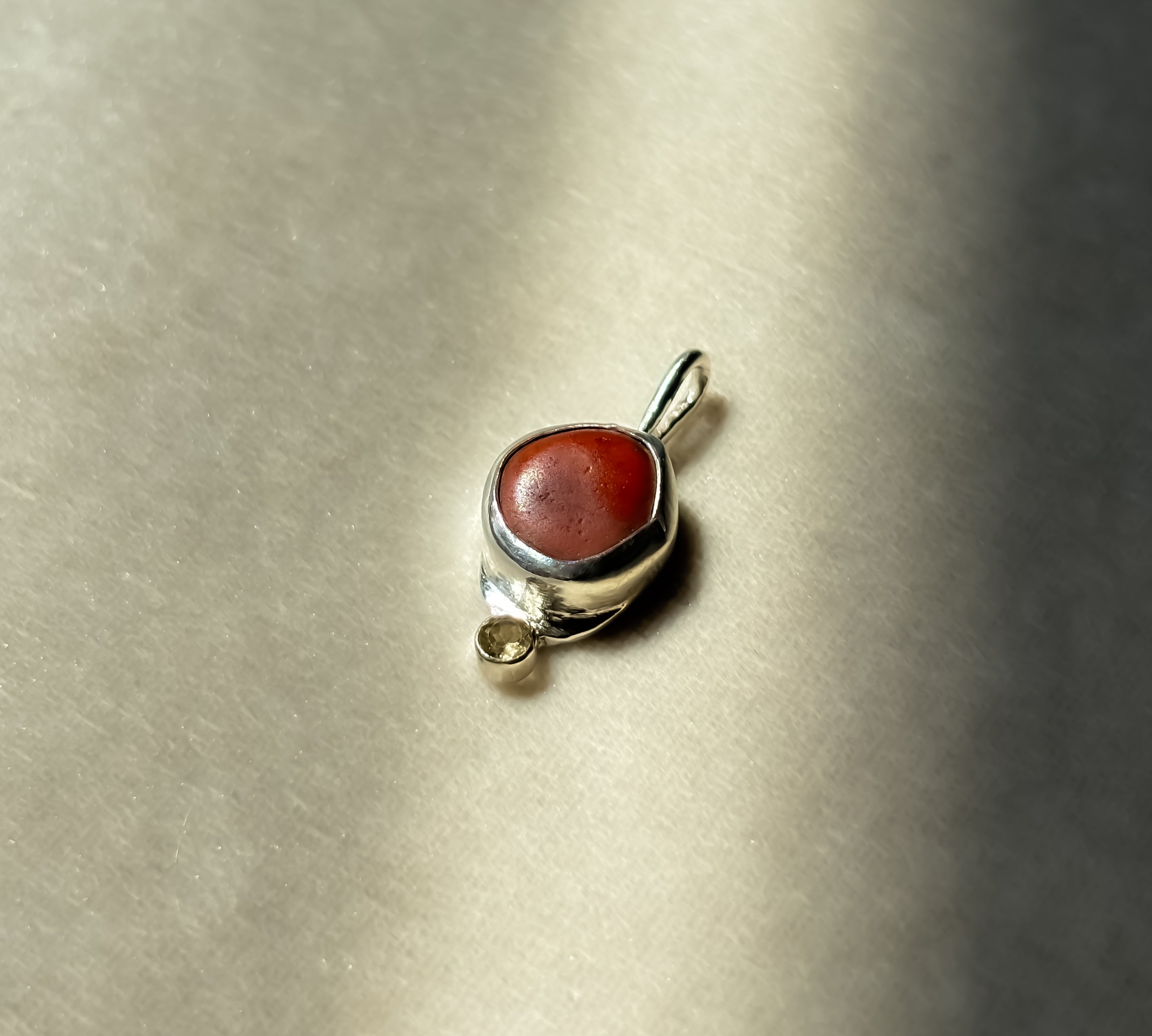 Remnant 009 - Red Jasper & Citrine Silver Pendant