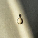 Remnant 010 - White Marble Pebble Green Tourmaline Silver Pendant