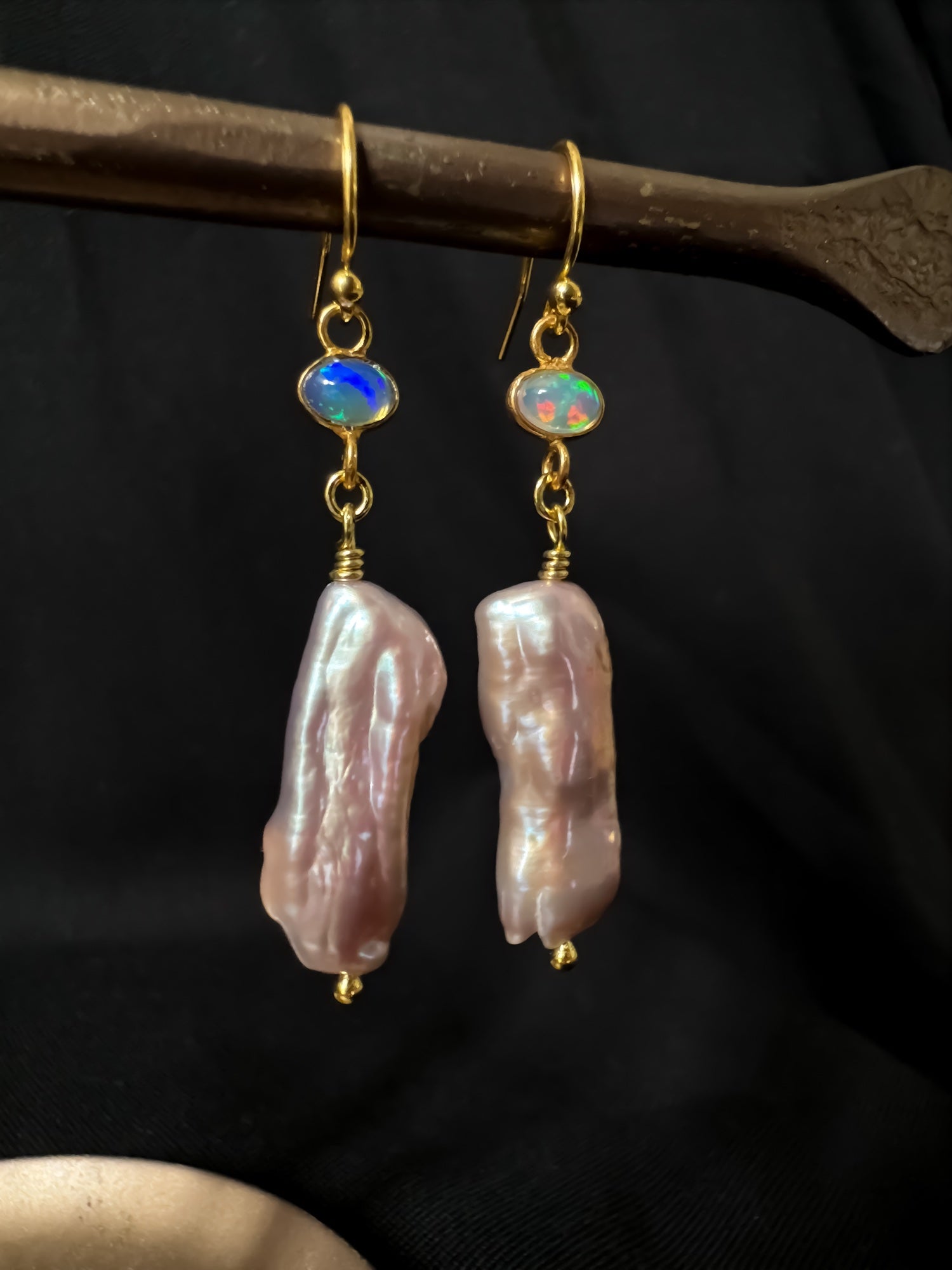 Sacred Opal Pearl Drop Earrings Rose