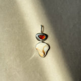 Remnant 015 - Hessonite Garnet with White Pebble Shell Silver Pendant