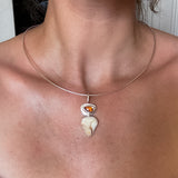 Remnant 015 - Hessonite Garnet with White Pebble Shell Silver Pendant