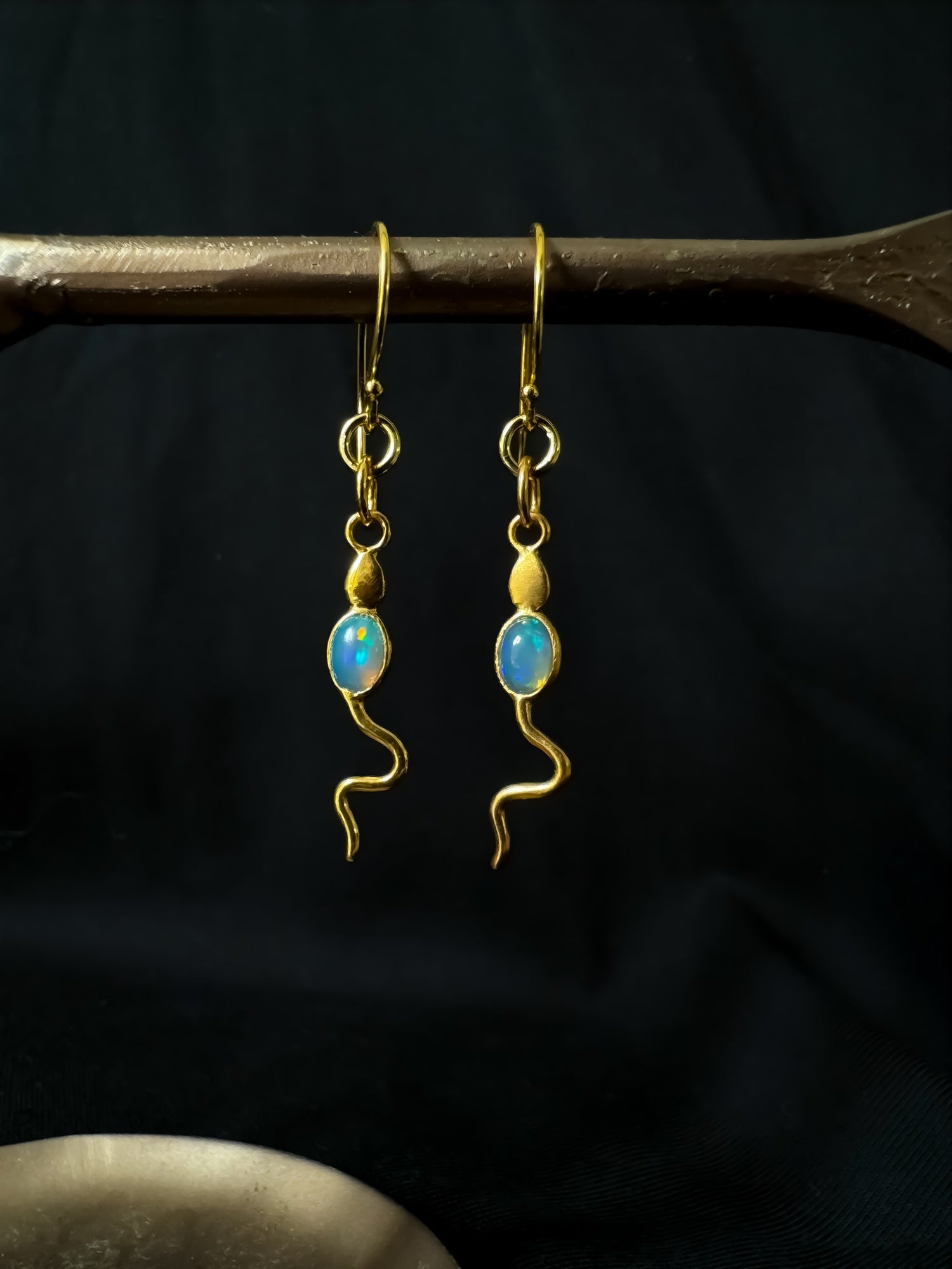 Eva Serpent Drop Earrings Gold - Opal
