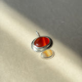 Remnant 016 - Carnelian with Yellow Agate Pebble Silver Pendant
