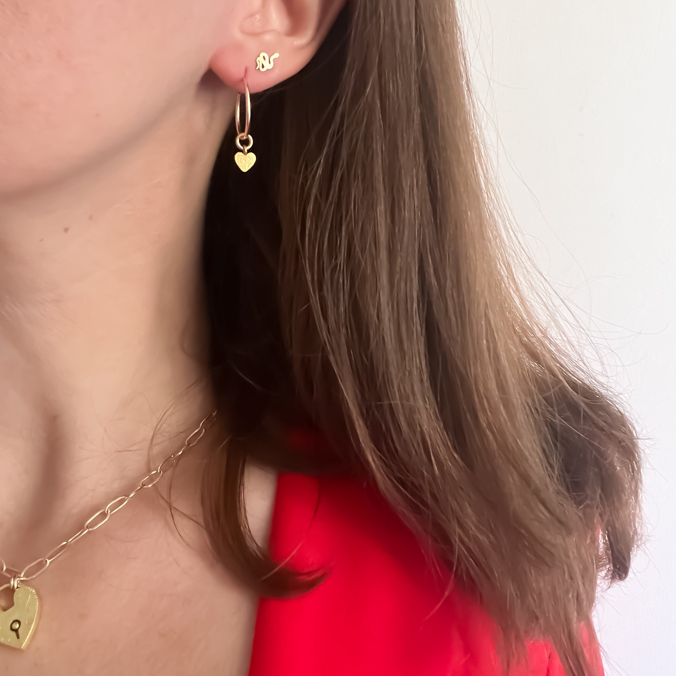 Textured Love Heart Hoop Earrings