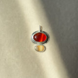 Remnant 016 - Carnelian with Yellow Agate Pebble Silver Pendant