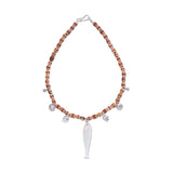 Sterling Silver Beaded Mother of Pearl Fish and Shell Charms Organic Necklace