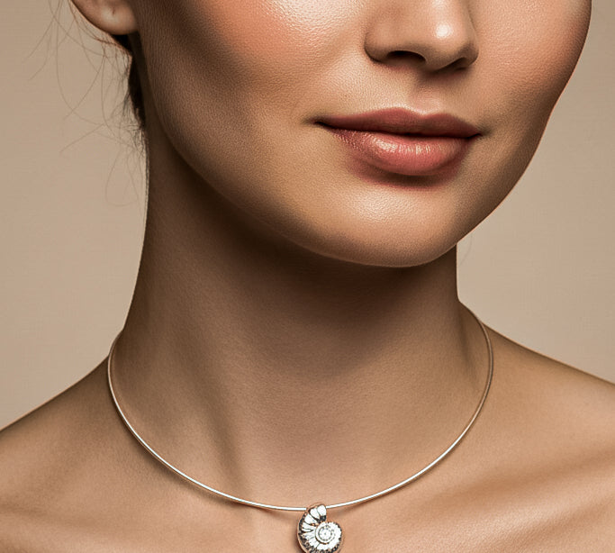 Sterling Silver Ammonite Choker Necklace
