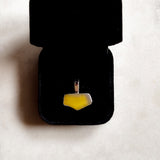 Remnant 002 - Silver Mustard Yellow Seaglass Red Garnet Pendant