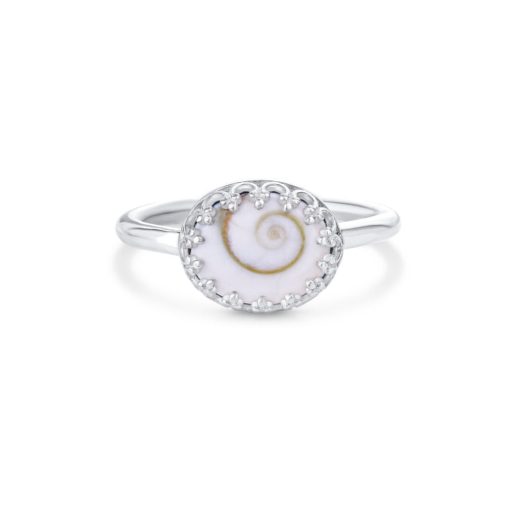 Sterling Silver Shiva Shell Gemstone Ring