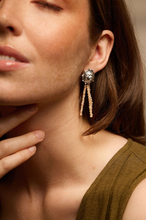 18ct Gold Vermeil Astra Shell & Pearls Dangle and Drop Earrings