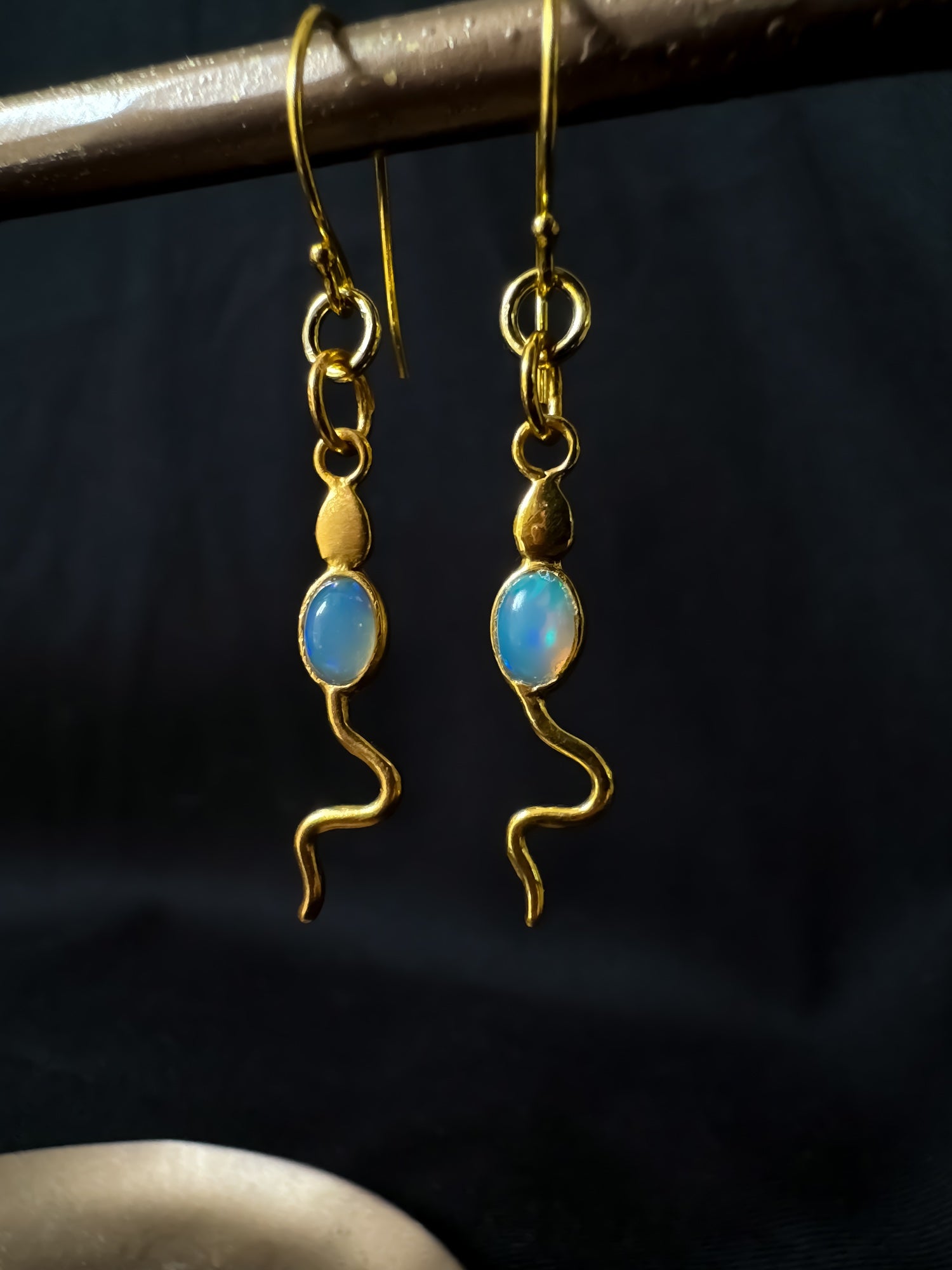 Eva Serpent Drop Earrings Gold - Opal