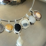 Remnant 007 - Celestial Black & White Pebble Silver Pendant