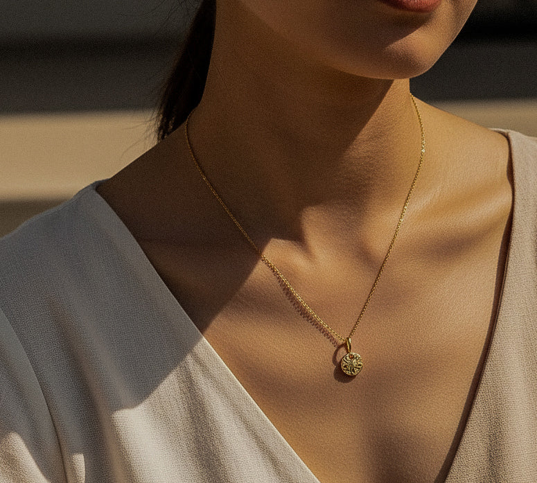 Sand Dollar Shell Necklace Gold, Silver