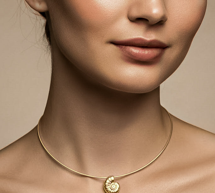 18ct Gold Vermeil Ammonite Choker Necklace