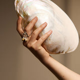 Sterling Silver Multi Shell Charm Shield Ring