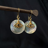 Fortuna Eye Mother of Pearl Earrings Gold