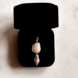 Remnant 005 - Silver White Marble Pebble Green Tourmaline Pendant