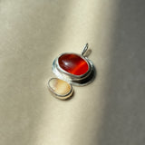 Remnant 016 - Carnelian with Yellow Agate Pebble Silver Pendant