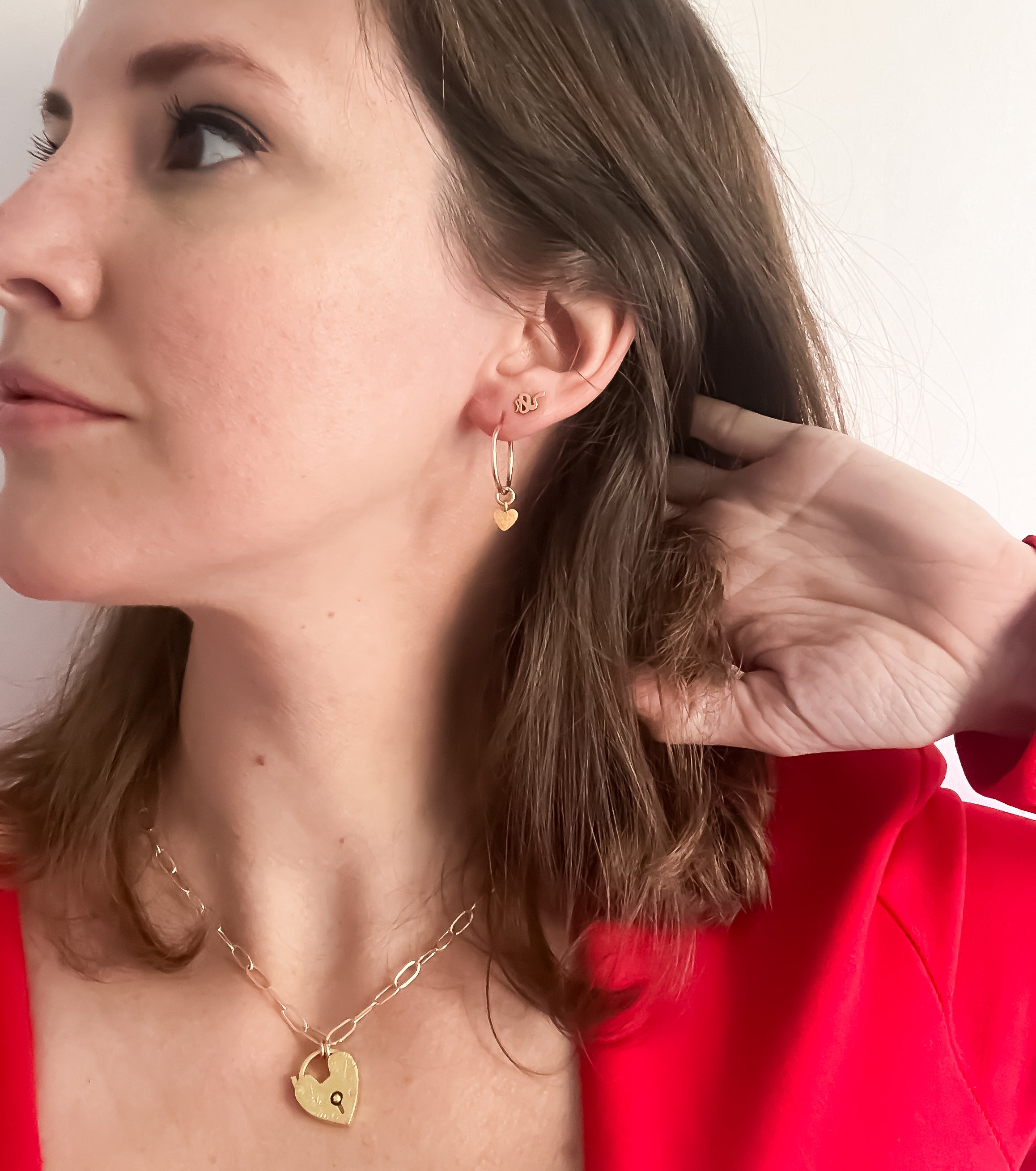 Textured Love Heart Hoop Earrings