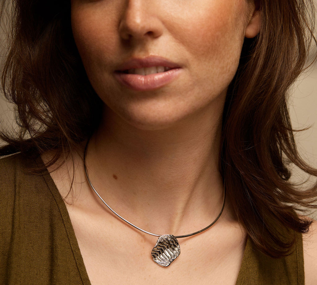 18ct Gold Vermeil Rippled Coral Torque Necklace