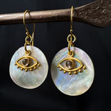 Fortuna Eye Mother of Pearl Earrings Gold