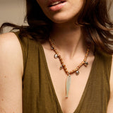 Sterling Silver Beaded Mother of Pearl Fish and Shell Charms Organic Necklace