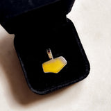 Remnant 002 - Silver Mustard Yellow Seaglass Red Garnet Pendant