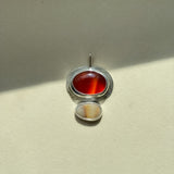 Remnant 016 - Carnelian with Yellow Agate Pebble Silver Pendant
