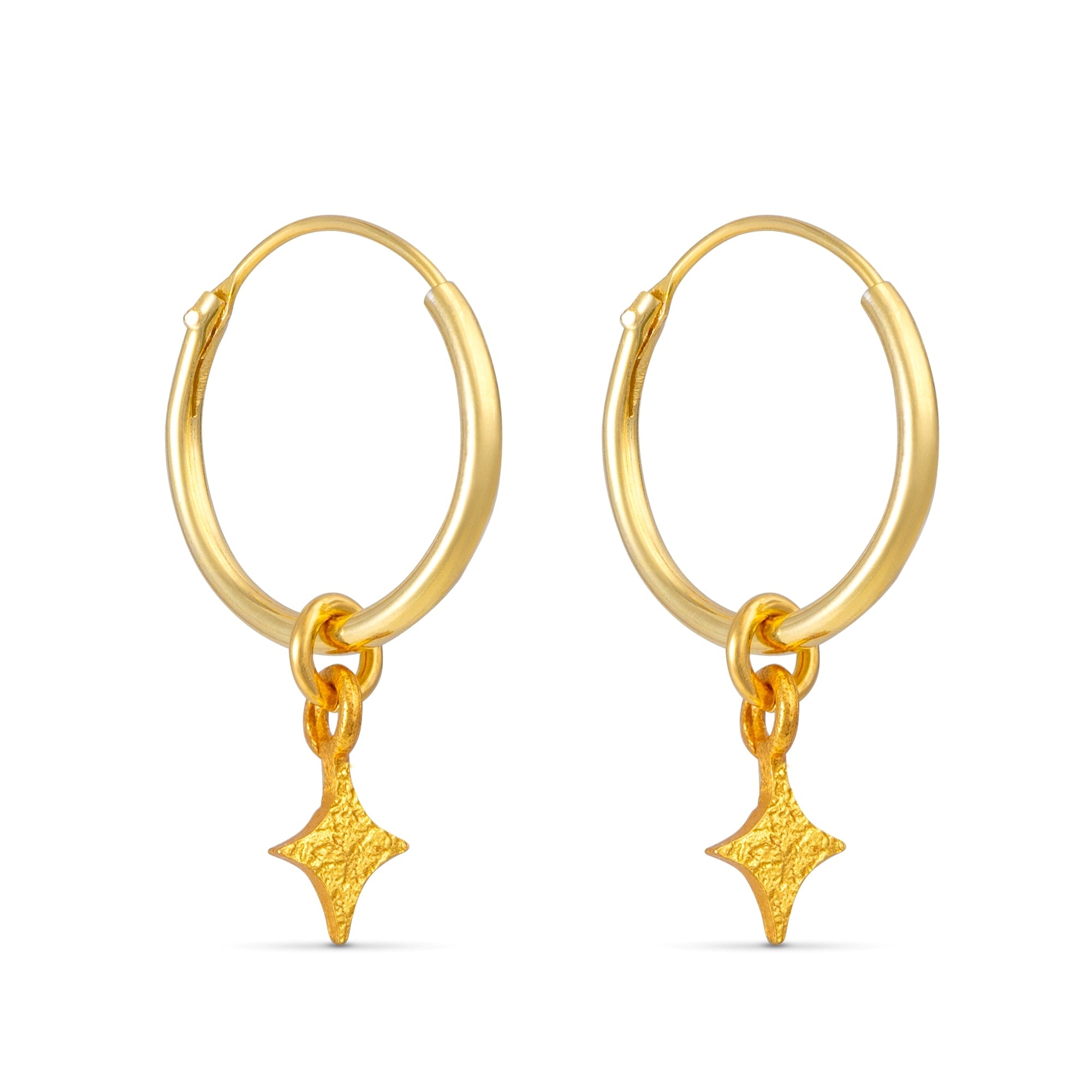 Star Moon Charm Earrings Gold
