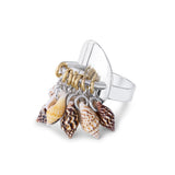 Sterling Silver Multi Shell Charm Shield Ring