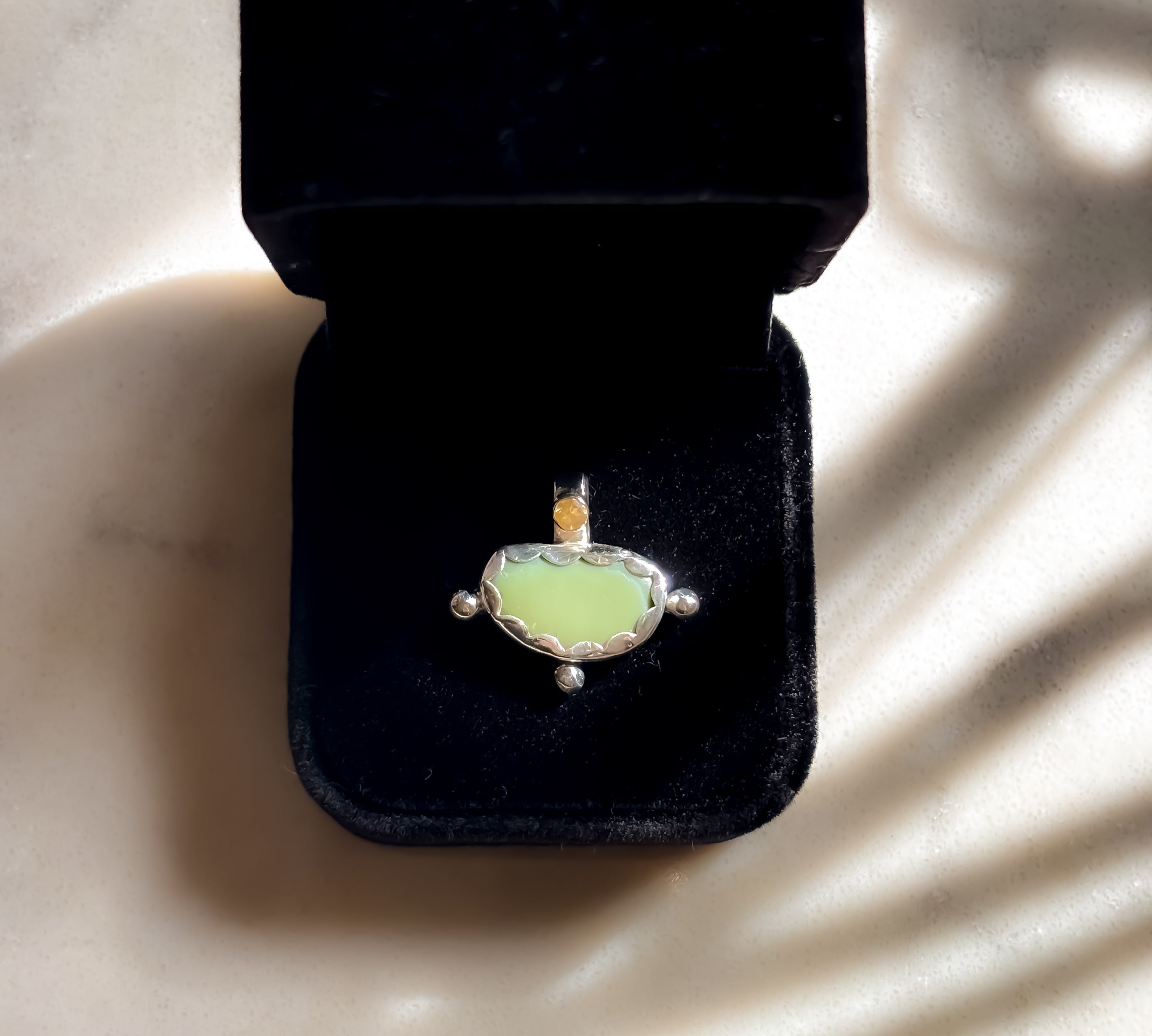 Remnant 003 - Silver Green Jasper Citrine Pendant