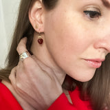 Ivory Pearl Love Heart on Ginkgo Shaped Earrings