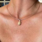 Remnant 010 - White Marble Pebble Green Tourmaline Silver Pendant