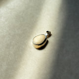 Remnant 010 - White Marble Pebble Green Tourmaline Silver Pendant