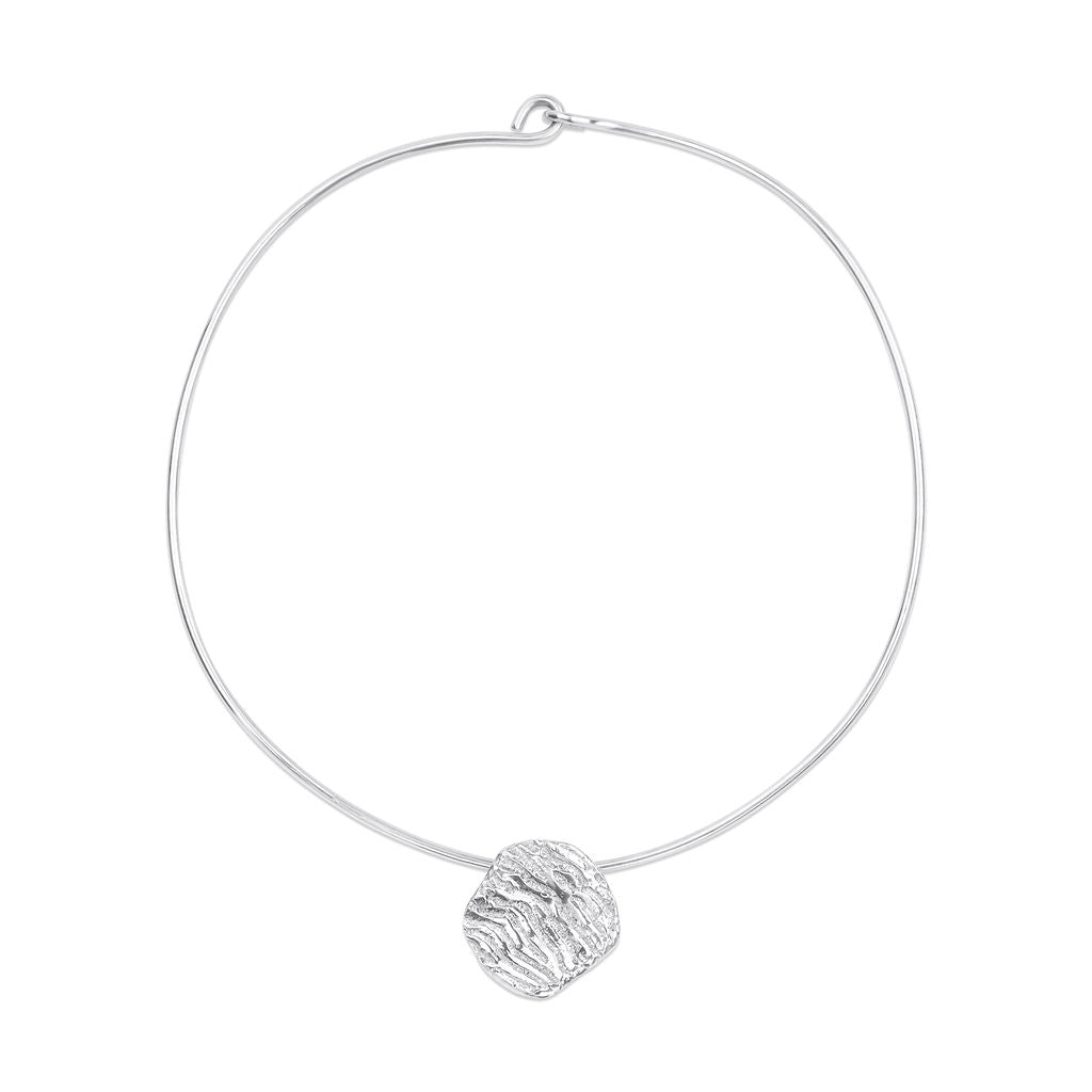 Sterling Silver Ripple Coral Torque Necklace