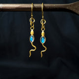 Eva Serpent Drop Earrings Gold - Labradorite