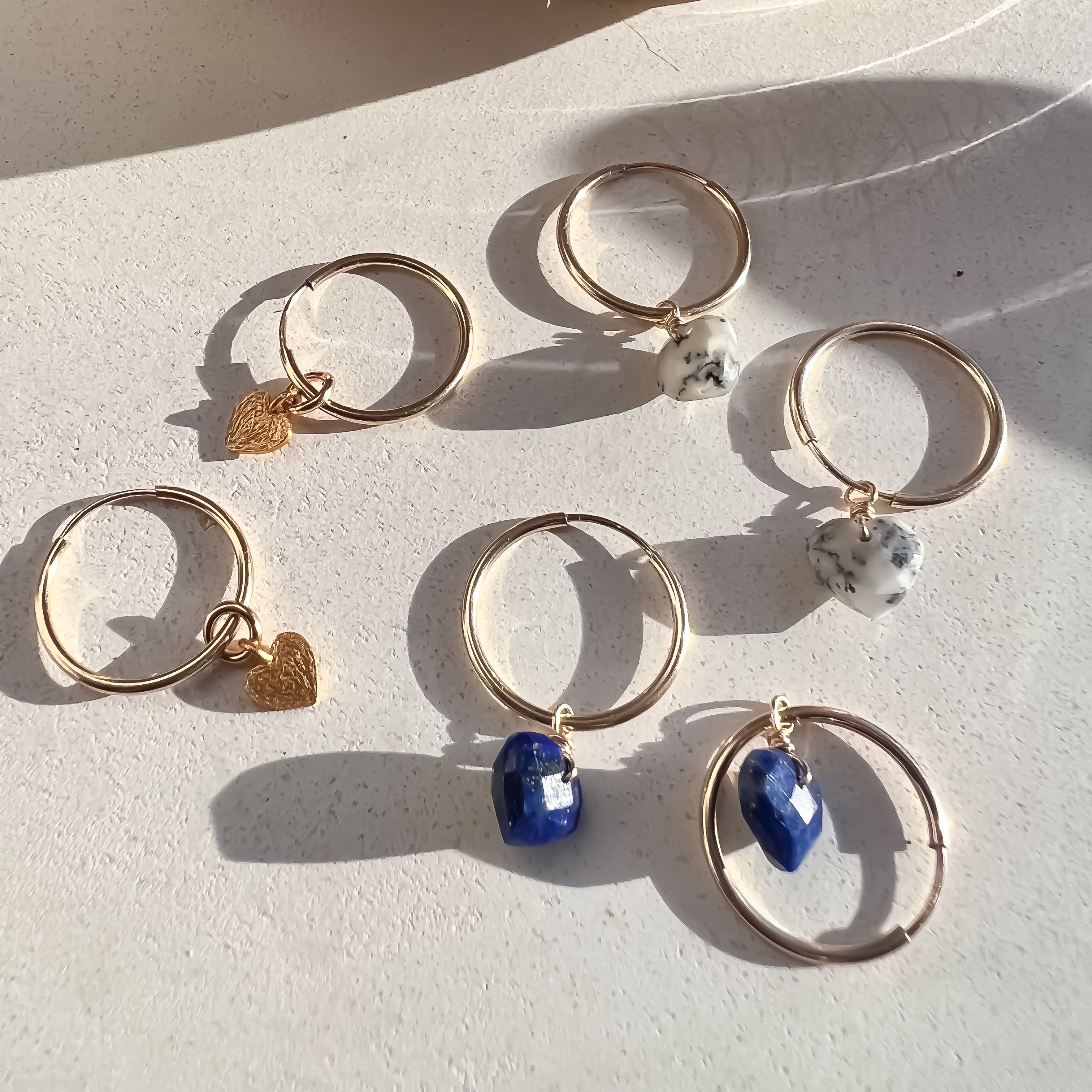 Love Heart Hoop Earrings - Dendritic Opal