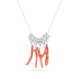 Sterling Silver Rugged Red Coral Pendant Necklace