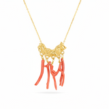 18ct Gold Vermeil Rugged Red Coral Necklace
