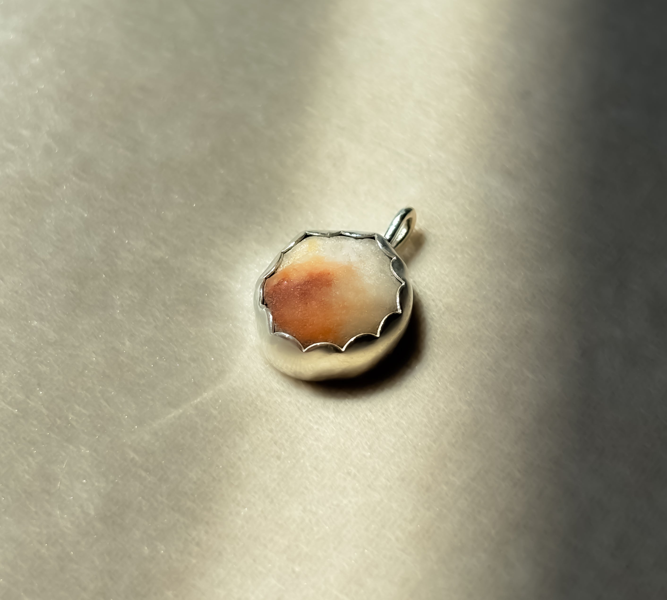Remnant 011 - Terracotta White Pebble Silver Pendant