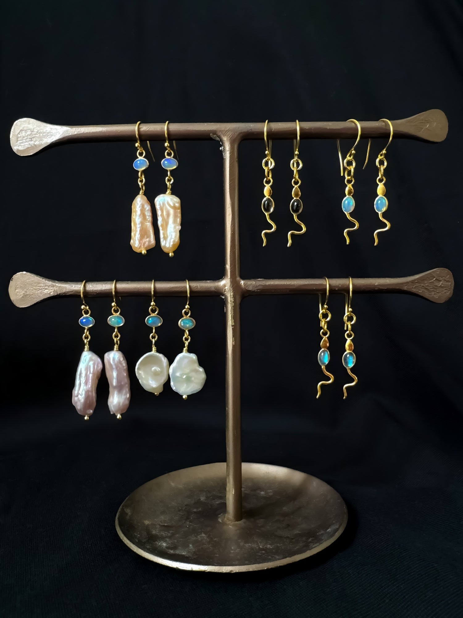 Sacred Opal Pearl Drop Earrings Rose