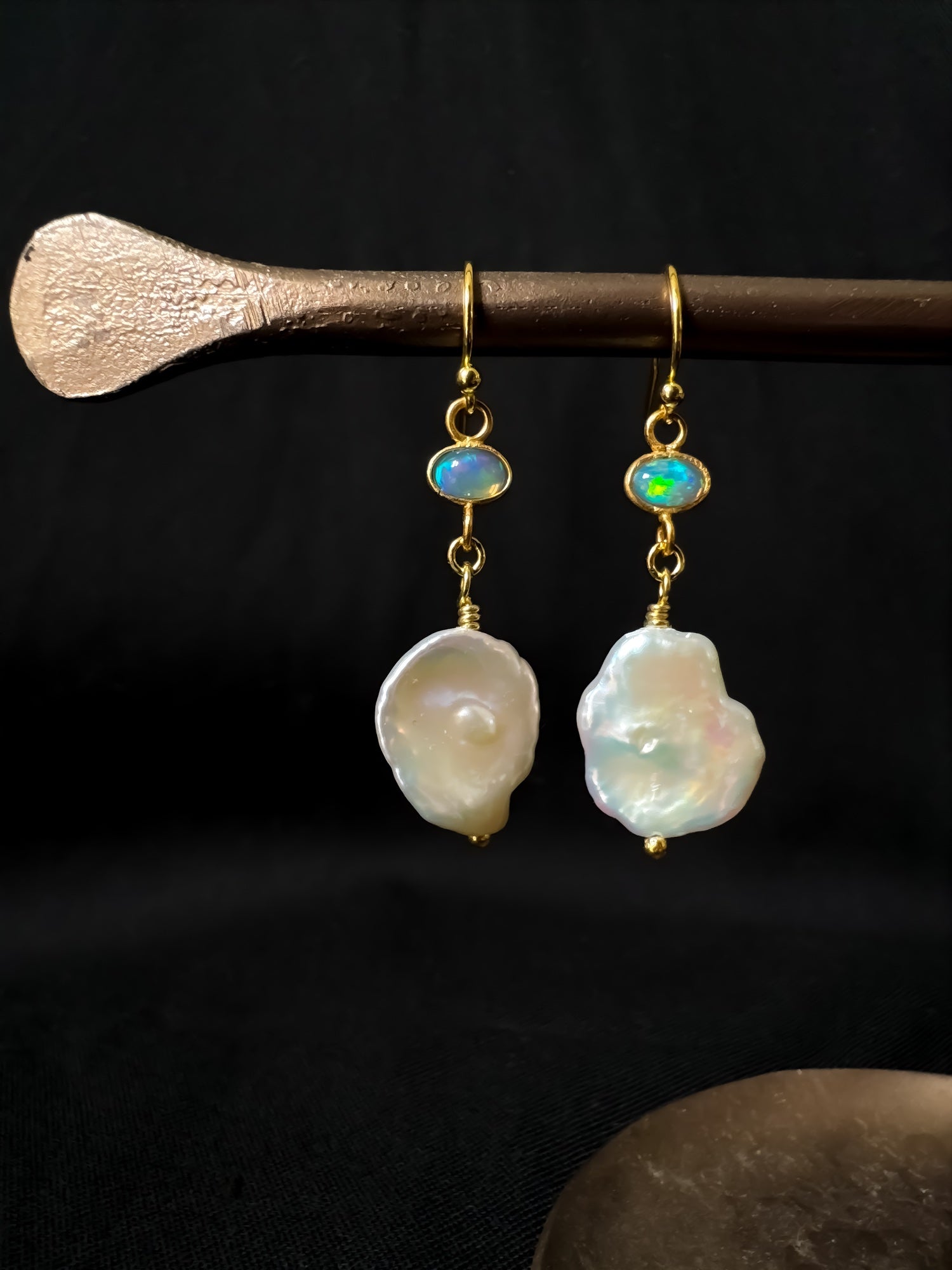 Sacred Opal Pearl Drop Earrings Ivory