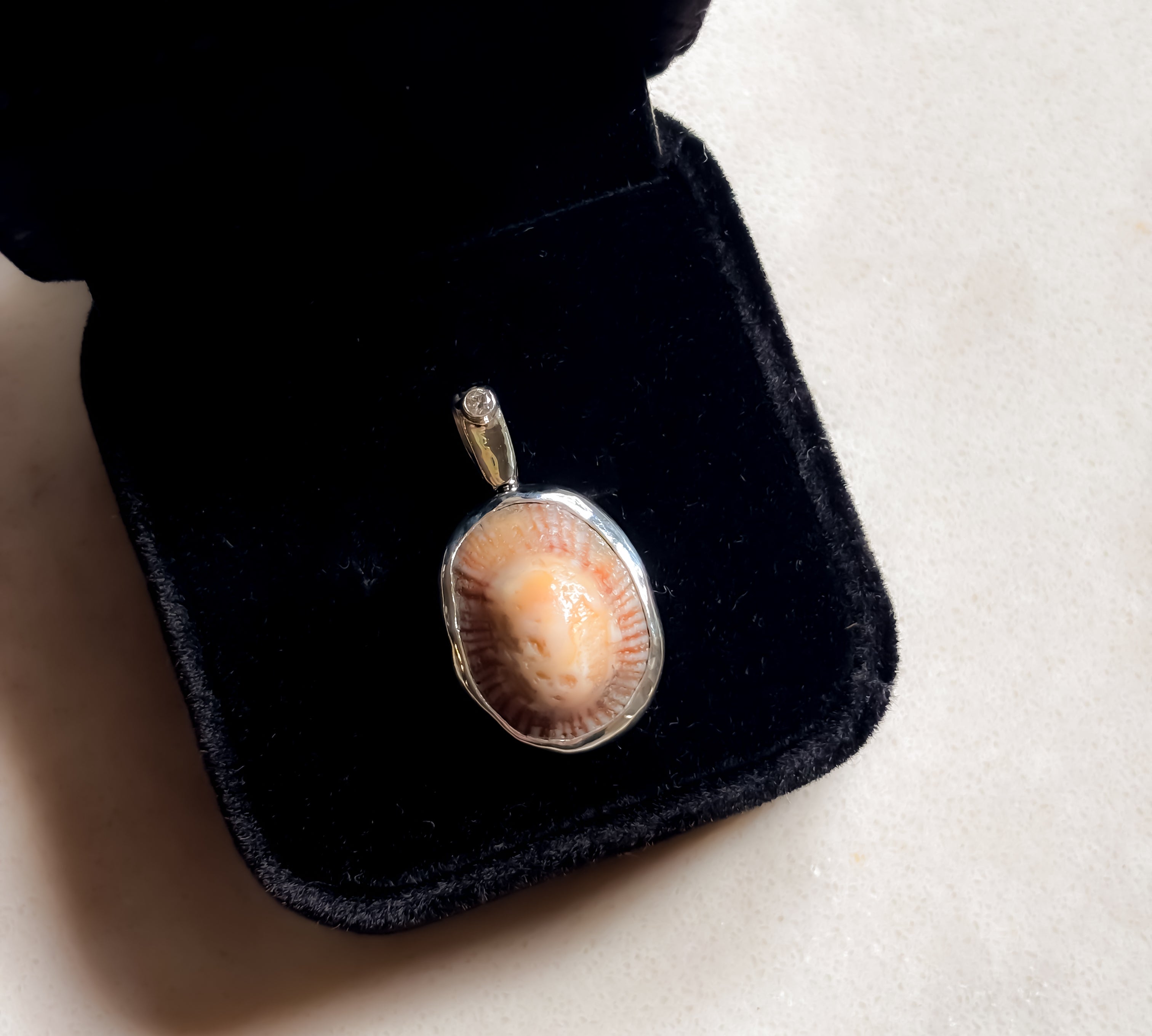 Remnant 001 - Silver Limpet Diamond Style Pendant