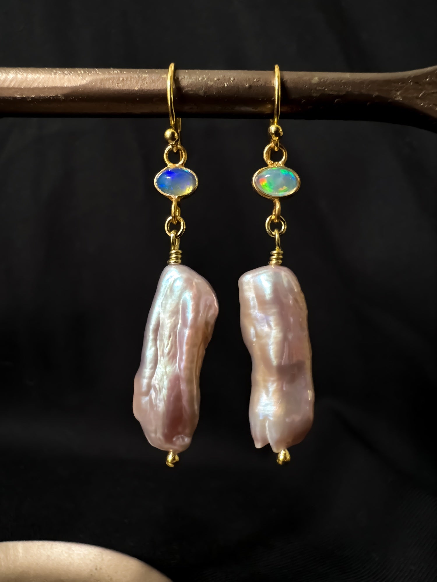Sacred Opal Pearl Drop Earrings Rose