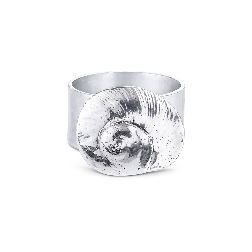 Sterling Silver Chunky Textured Spiral Shell Ring