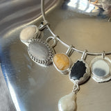 Remnant 006 - Grey Cream Pebble Silver Pendant