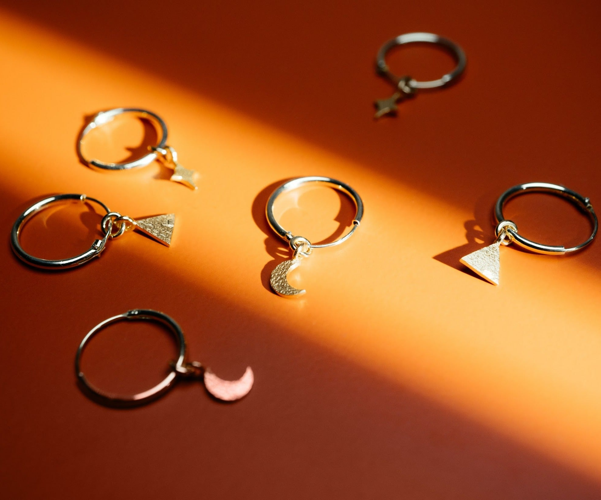 Star Moon Charm Earrings Gold